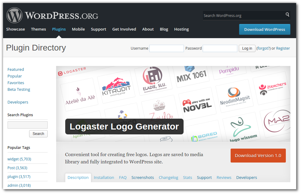Logaster Logo Generator plugin