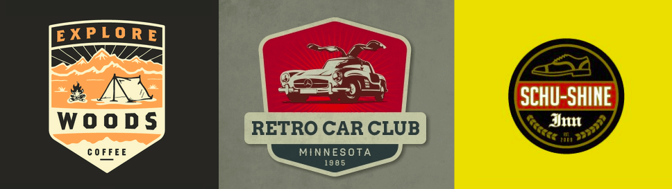 Explore Badge by Andrew Berkemeyer; Retro Car Logo by gurhan canturk; Schu-Shine Inn by Sean Heisler