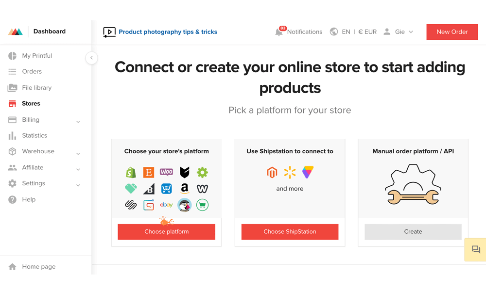 Connect your e-commerce platform to Printful