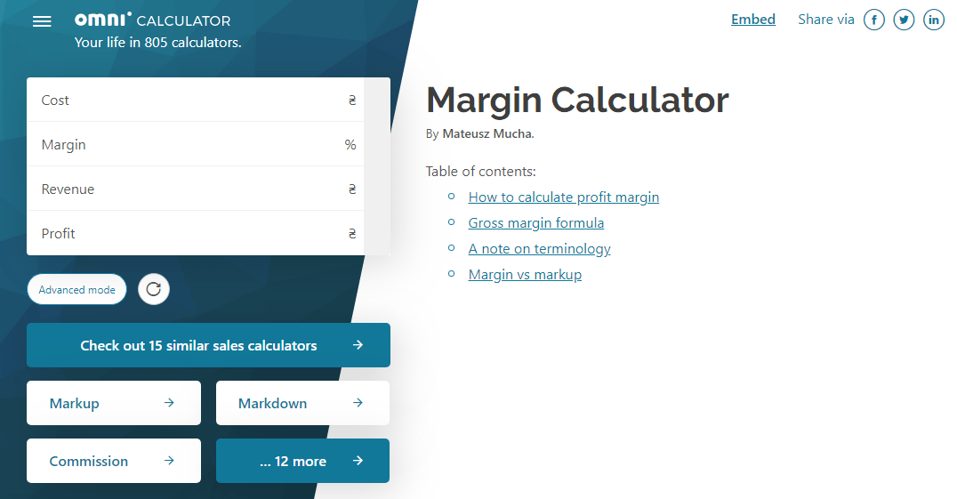 Omni calculator. Margin calculate. Margin calculation.