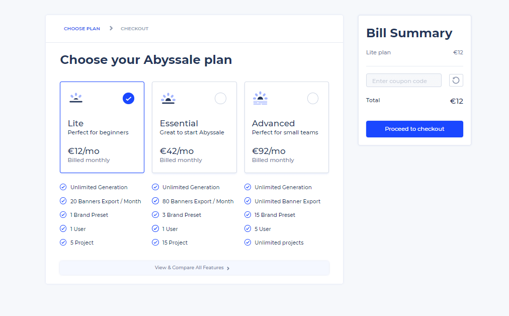 Paid Abyssale plans