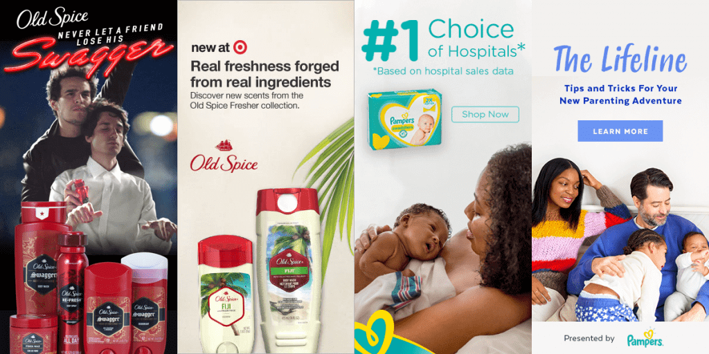 Old Spice and Pampers banners