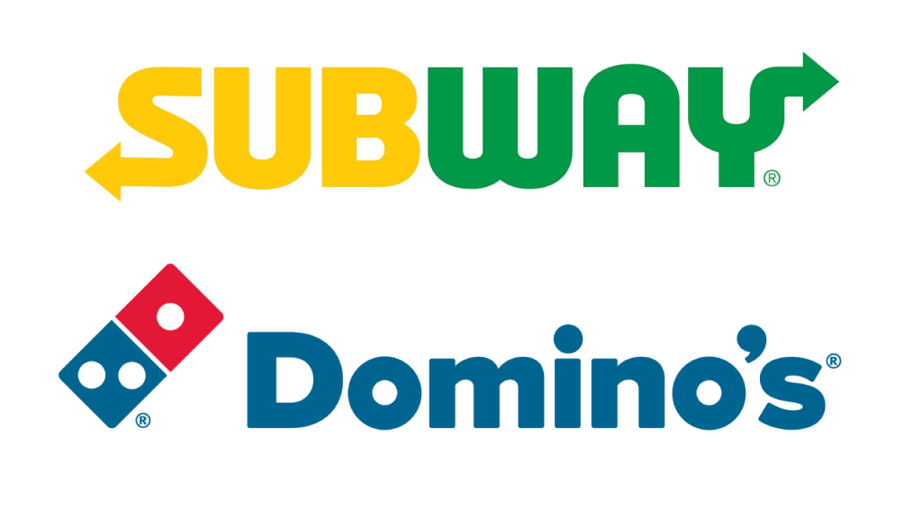 the symbols Subway and Domino’s