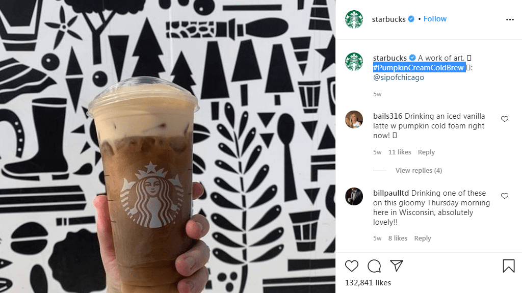 Hashtag du café Starbucks