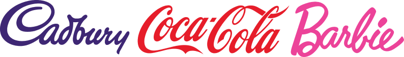 coca barbie cudbury wordmark logo 
