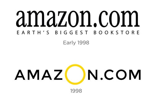 эволюция логотипа Amazon