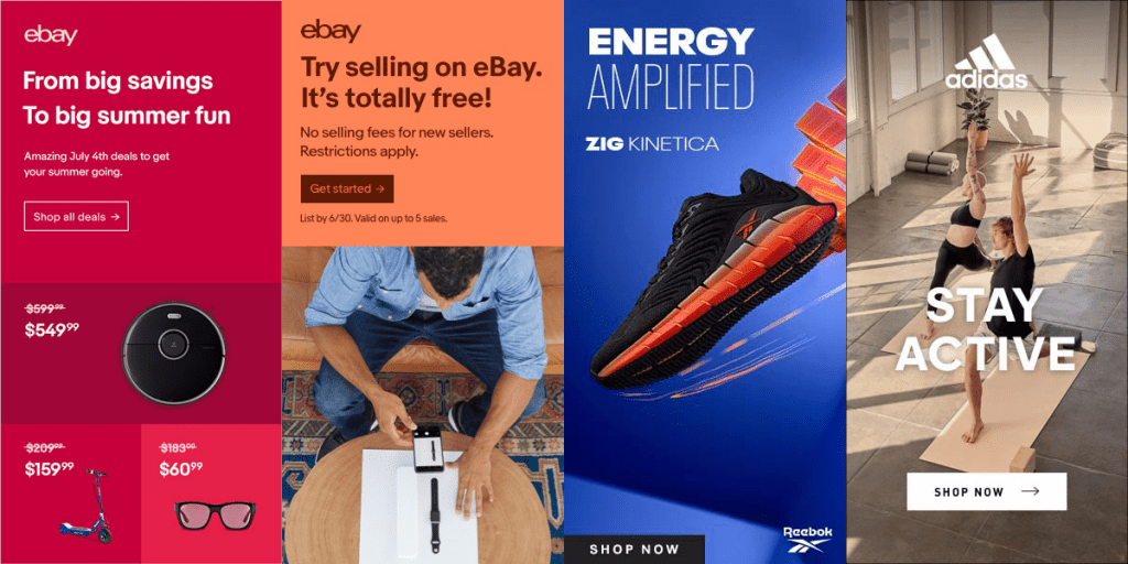 eBay banner, Adidas banner