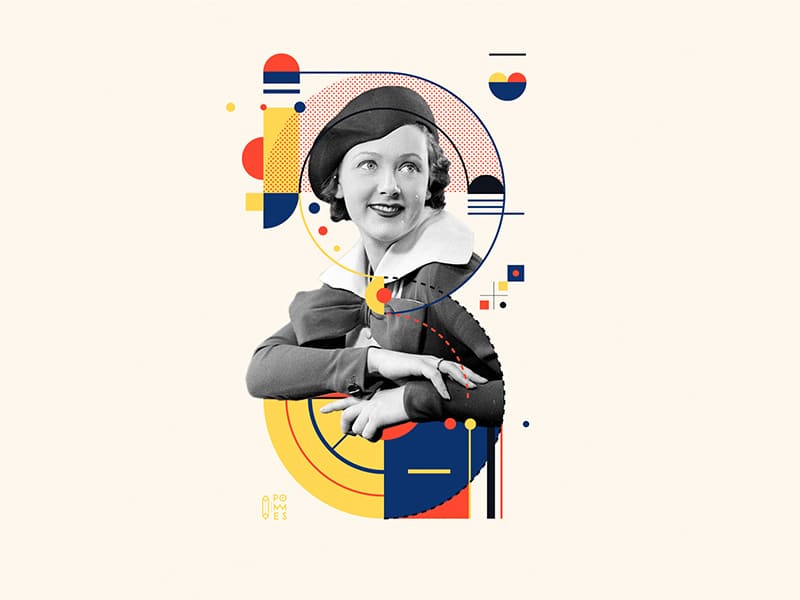 Logo with a woman in the Bauhaus style