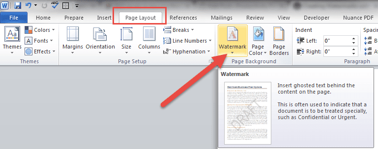 marca d'água no Microsoft Word